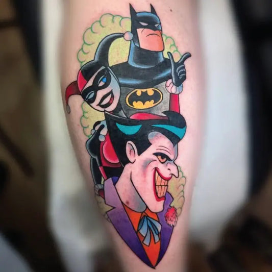 batman joker color tattoo idea design