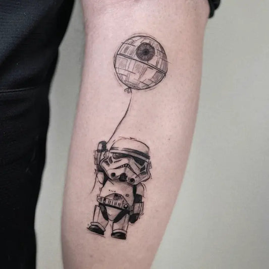 star wars holding balloon tattoo idea design