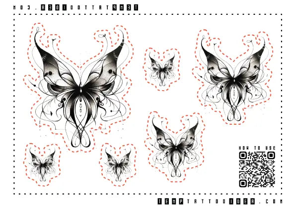 Abstract Butterfly Multi-Size Temporary Tattoo Sticker