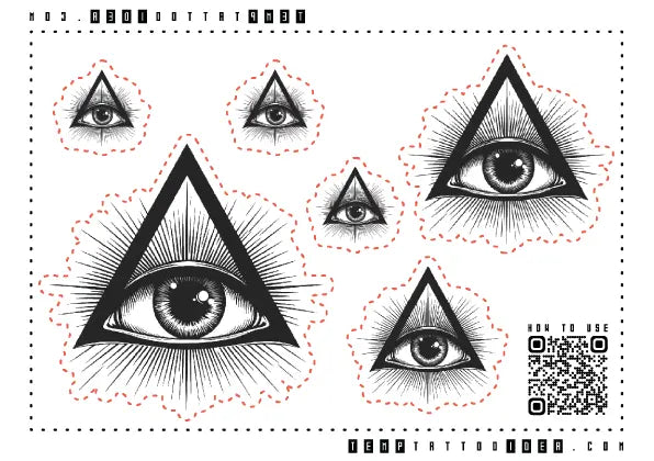 All Seeing Third Eye Multi-Size Temporary Tattoo Sticker