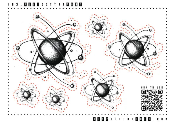 Atom Symbol Multi-Size Temporary Tattoo Sticker