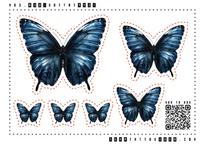 Blue Butterfly Multi-Size Temporary Tattoo Sticker