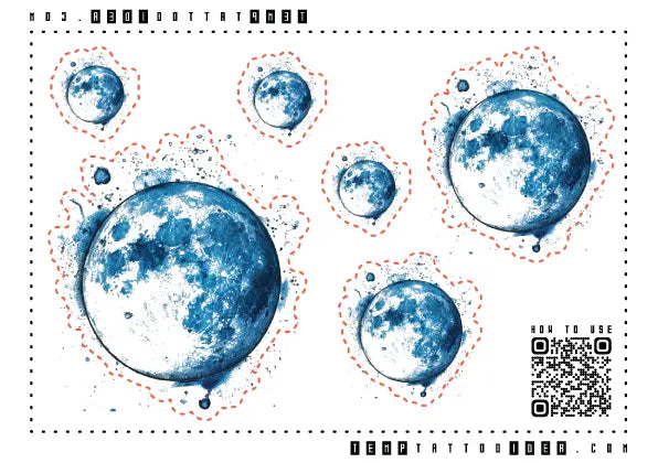 Blue Moon Multi-Size Temporary Tattoo Sticker