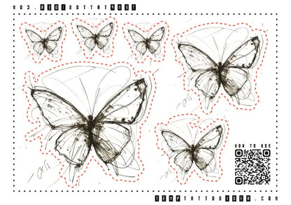 Butterfly Sketch Multi-Size Temporary Tattoo Sticker