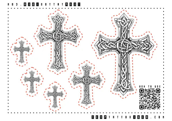 Celtic Cross Multi-Size Temporary Tattoo Sticker