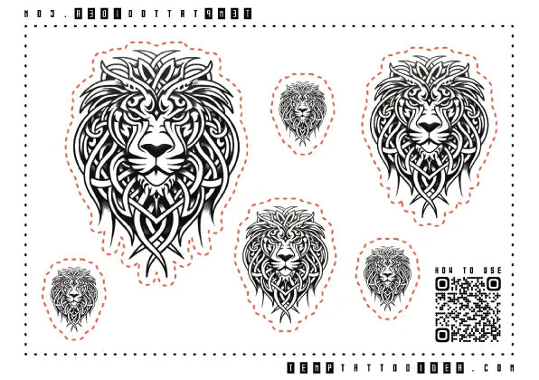 Celtic Lion Multi-Size Temporary Tattoo Sticker