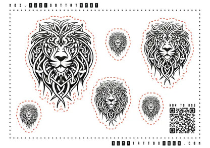 Celtic Lion Multi-Size Temporary Tattoo Sticker