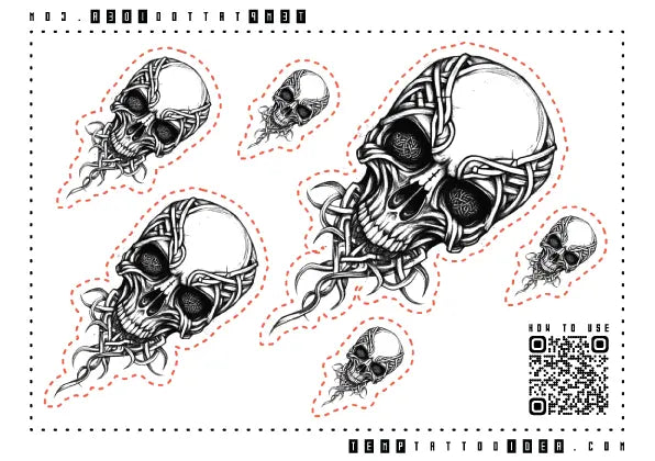 Celtic Skull Multi-Size Temporary Tattoo Sticker