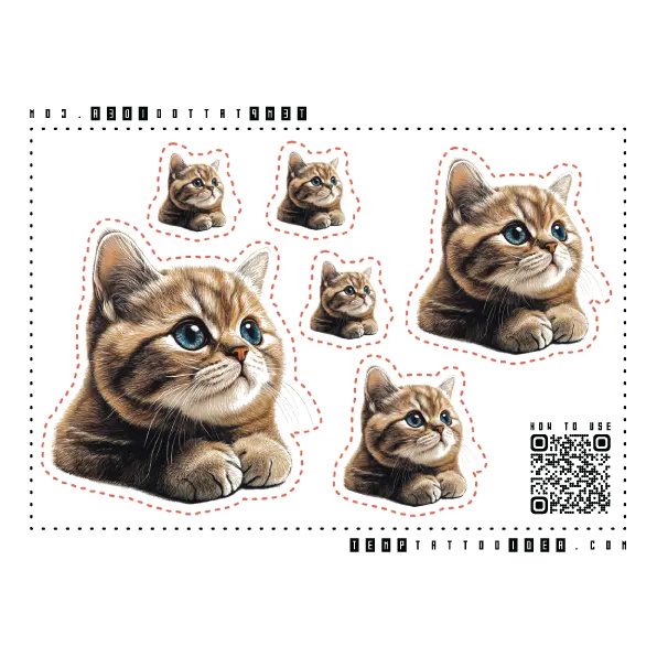 Custom Golden British Shorthair Cat Temporary Tattoo Multi-Size Transfer Sticker