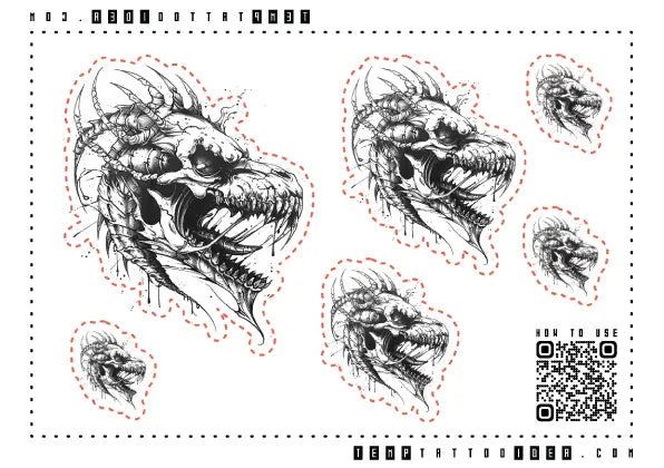 Dragon Skull Multi-Size Temporary Tattoo Sticker