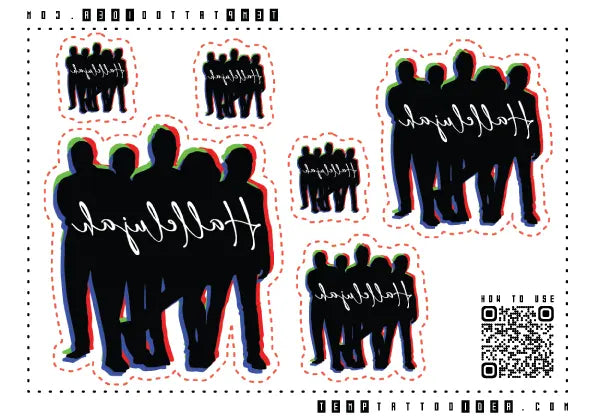 Hallelujah Silhouette Multi-Size Temporary Tattoo Sticker