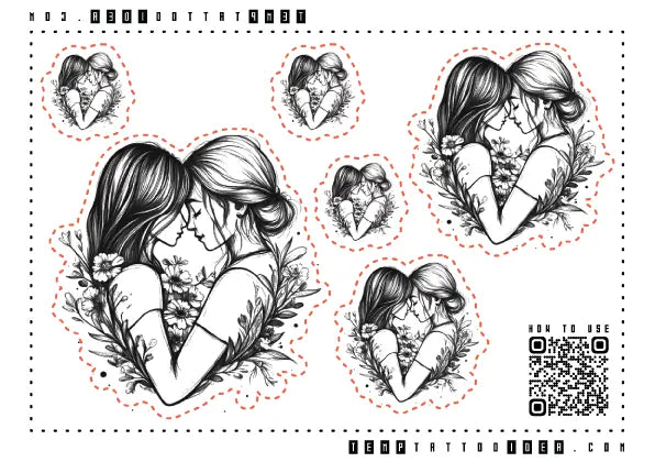 Lesbian Couple Multi-Size Temporary Tattoo Sticker