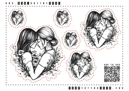 Lesbian Couple Multi-Size Temporary Tattoo Sticker