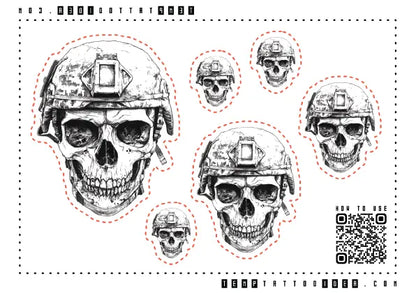 Military Skull Multi-Size Temporary Tattoo Sticker