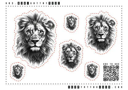 Realistic Lion Multi-Size Temporary Tattoo Sticker