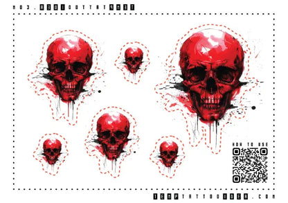 Red Skull Multi-Size Temporary Tattoo Sticker