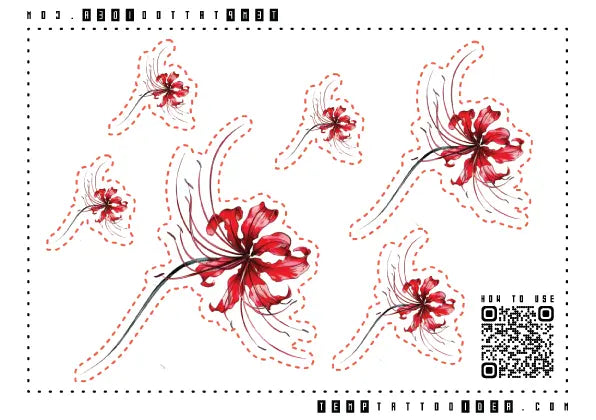 Red Spider Lily Multi-Size Temporary Tattoo Sticker