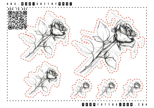 Rose Sketch Multi-Size Temporary Tattoo Sticker