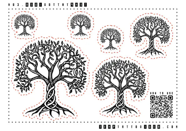 Simple Celtic Tree of Life Multi-Size Temporary Tattoo Sticker