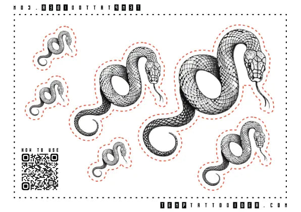 Simple Minimal Snake Multi-Size Temporary Tattoo Sticker