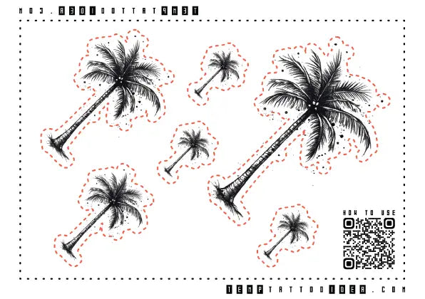 Simple Minimalist Palm Tree Multi-Size Temporary Tattoo Sticker