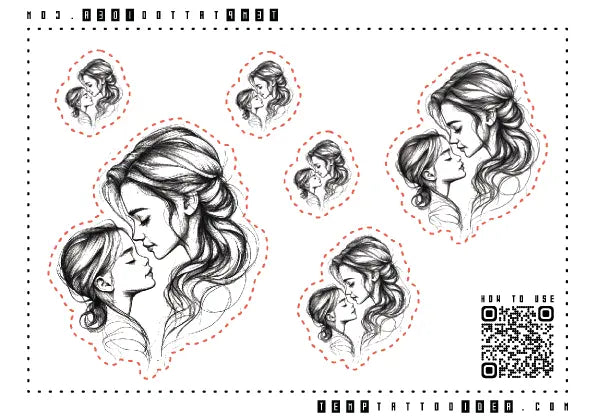 Simple Mother Daughter Multi-Size Temporary Tattoo Sticker