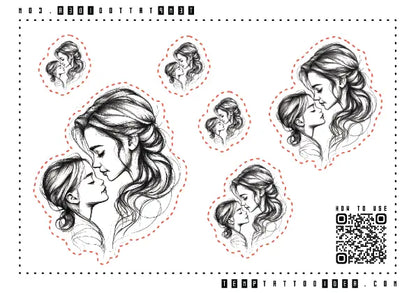 Simple Mother Daughter Multi-Size Temporary Tattoo Sticker