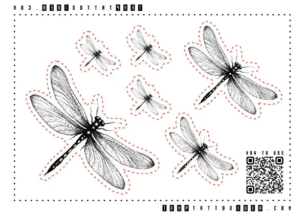 Simple Realistic Dragonfly Multi-Size Temporary Tattoo Sticker