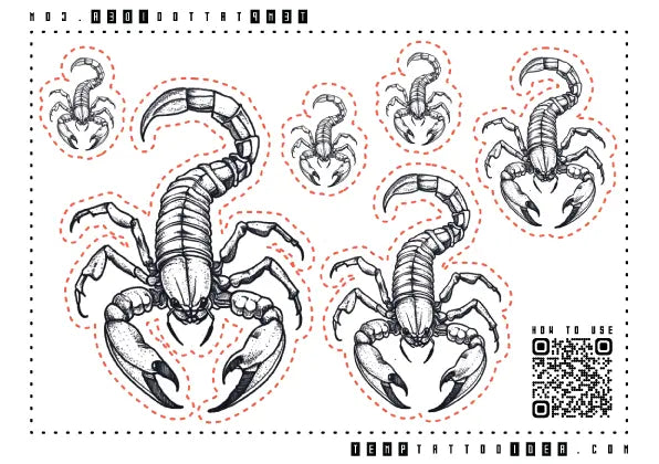 Simple Scorpion Outline Multi-Size Temporary Tattoo Sticker