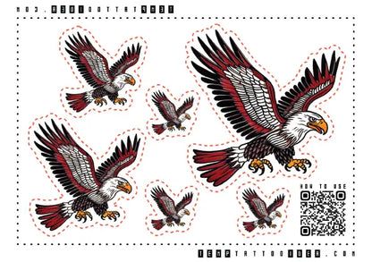 Simple Traditional Eagle Multi-Size Temporary Tattoo Sticker