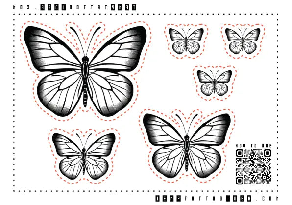 Simple Butterfly Symbolism Multi-Size Temporary Tattoo Sticker