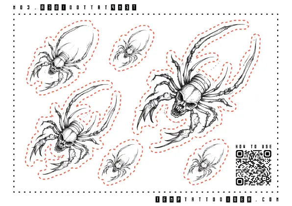 Skull Scorpion Multi-Size Temporary Tattoo Sticker