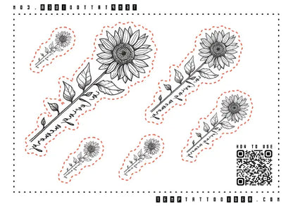 Sunflower Memorial Multi-Size Temporary Tattoo Sticker