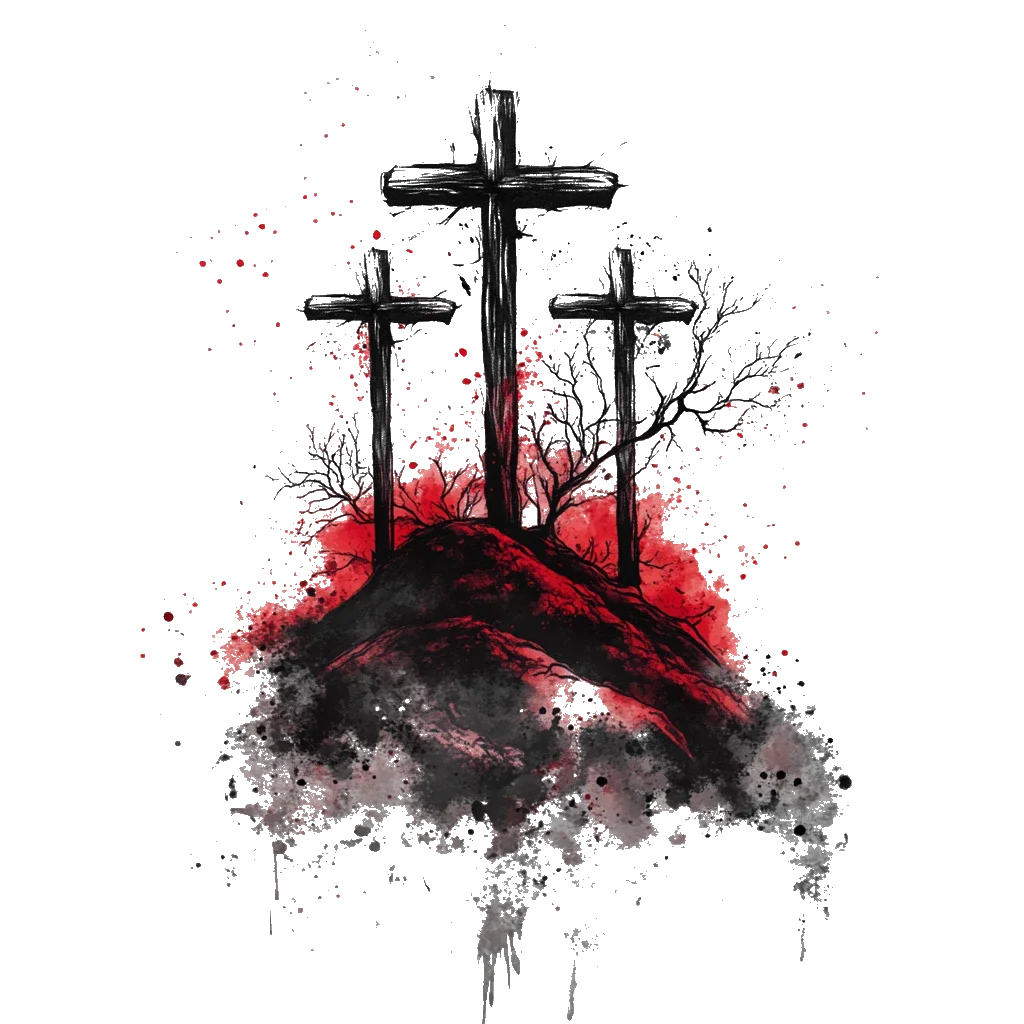 3 cross on a red hill temporary tattoo sticker idea design