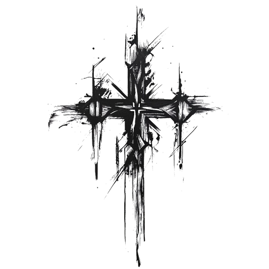 abstract 3 cross temporary tattoo sticker idea design