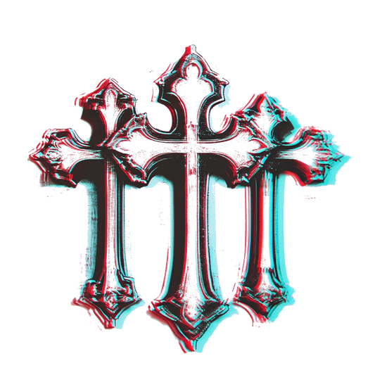 anaglyph 3 cross temporary tattoo sticker idea design