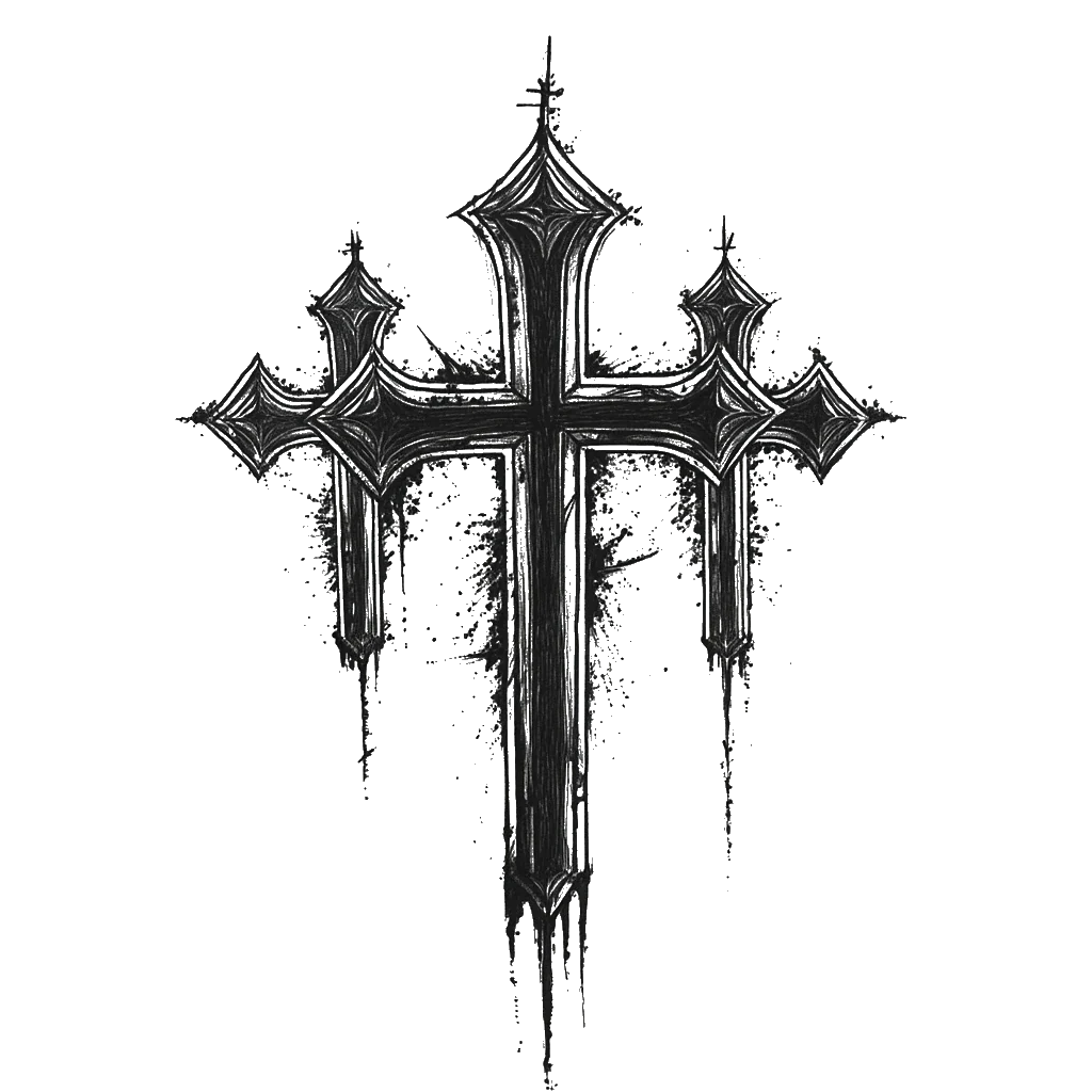 creepy 3 cross temporary tattoo sticker idea design