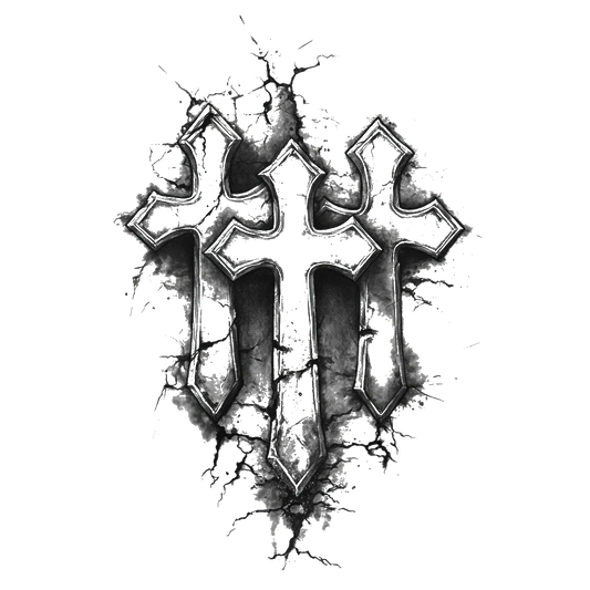 realistic stonework 3 cross temporary tattoo sticker idea design