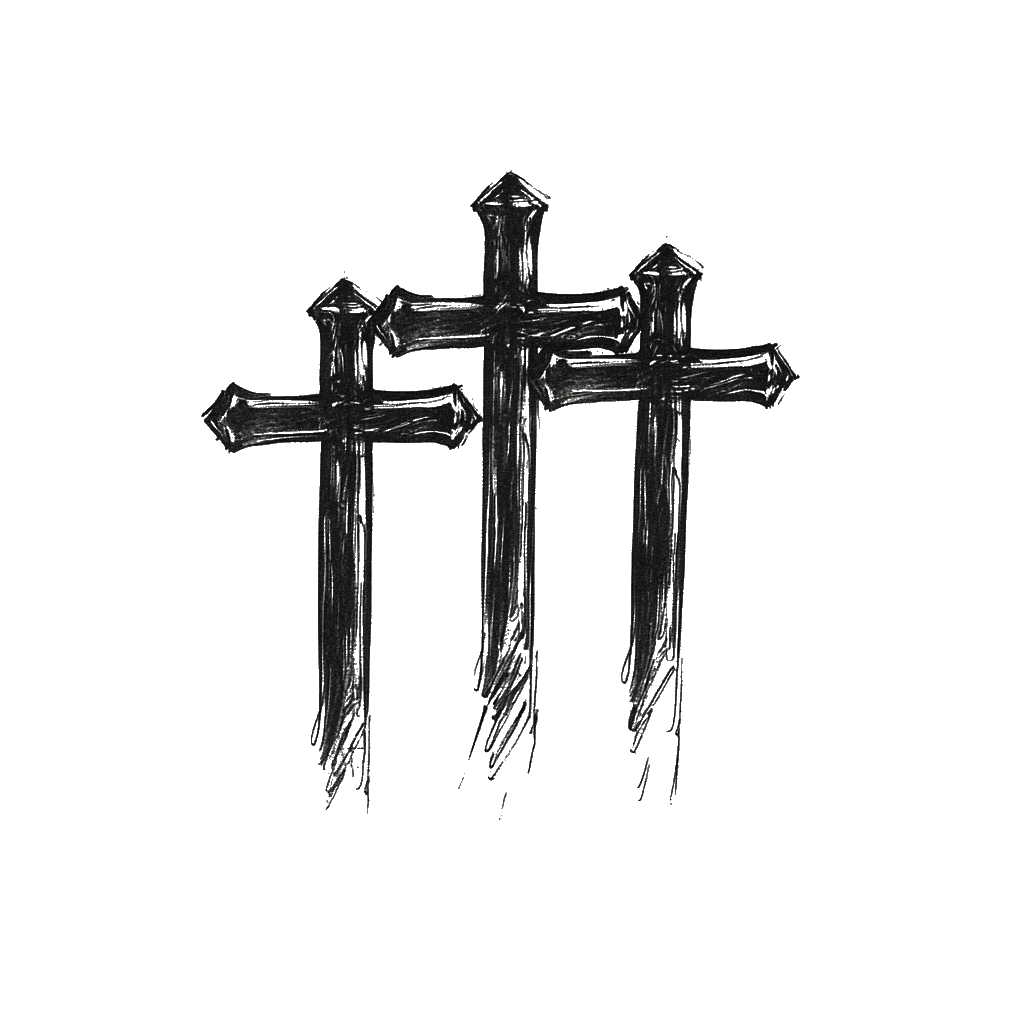 blackwork 3 cross temporary tattoo sticker idea design