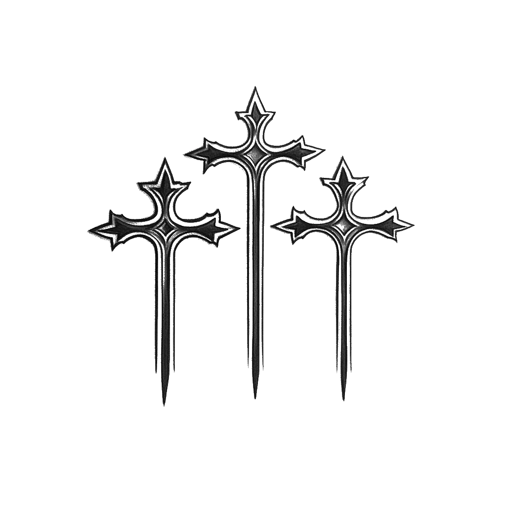 3 cross outline temporary tattoo sticker idea design