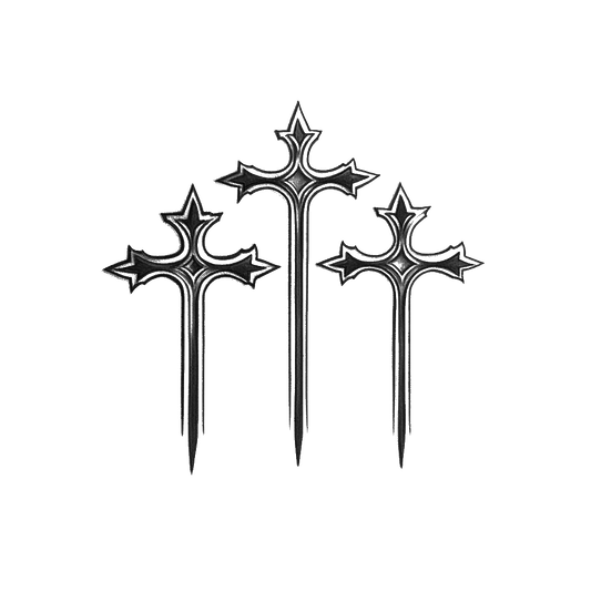 3 cross outline temporary tattoo sticker idea design