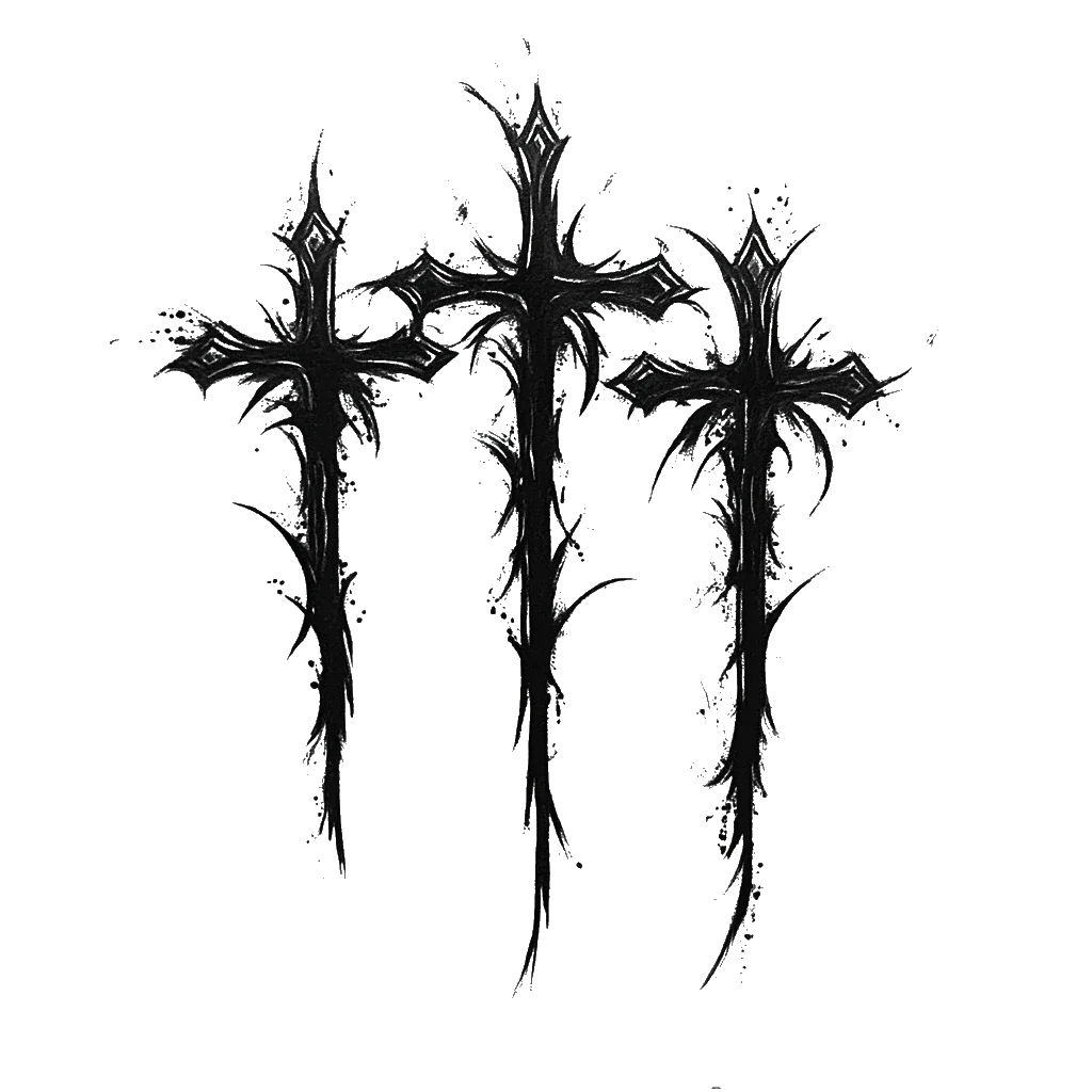 sketch 3 cross temporary tattoo sticker idea design