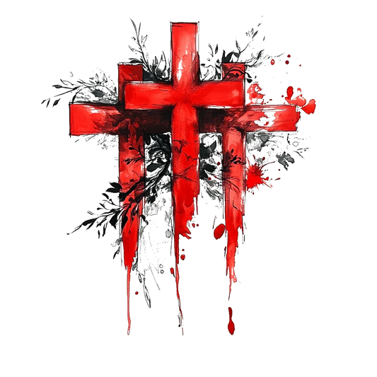 3 red flower cross  temporary tattoo sticker idea design