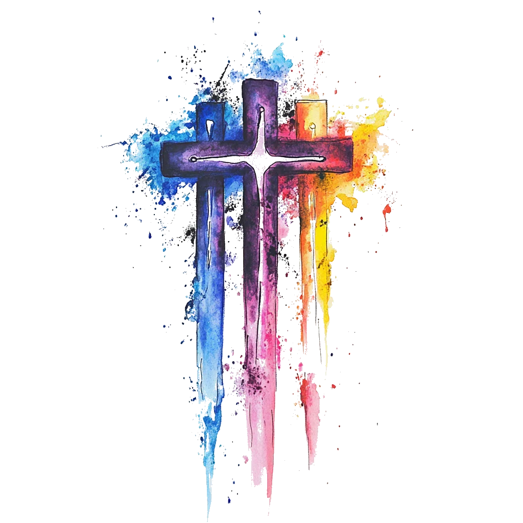 colorful 3 cross temporary tattoo sticker idea design