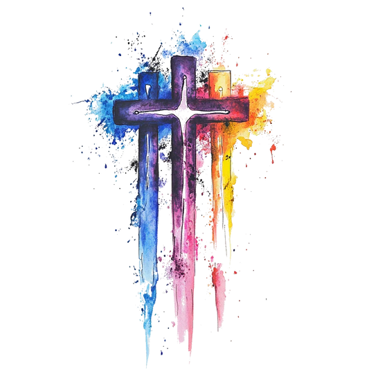 colorful 3 cross temporary tattoo sticker idea design