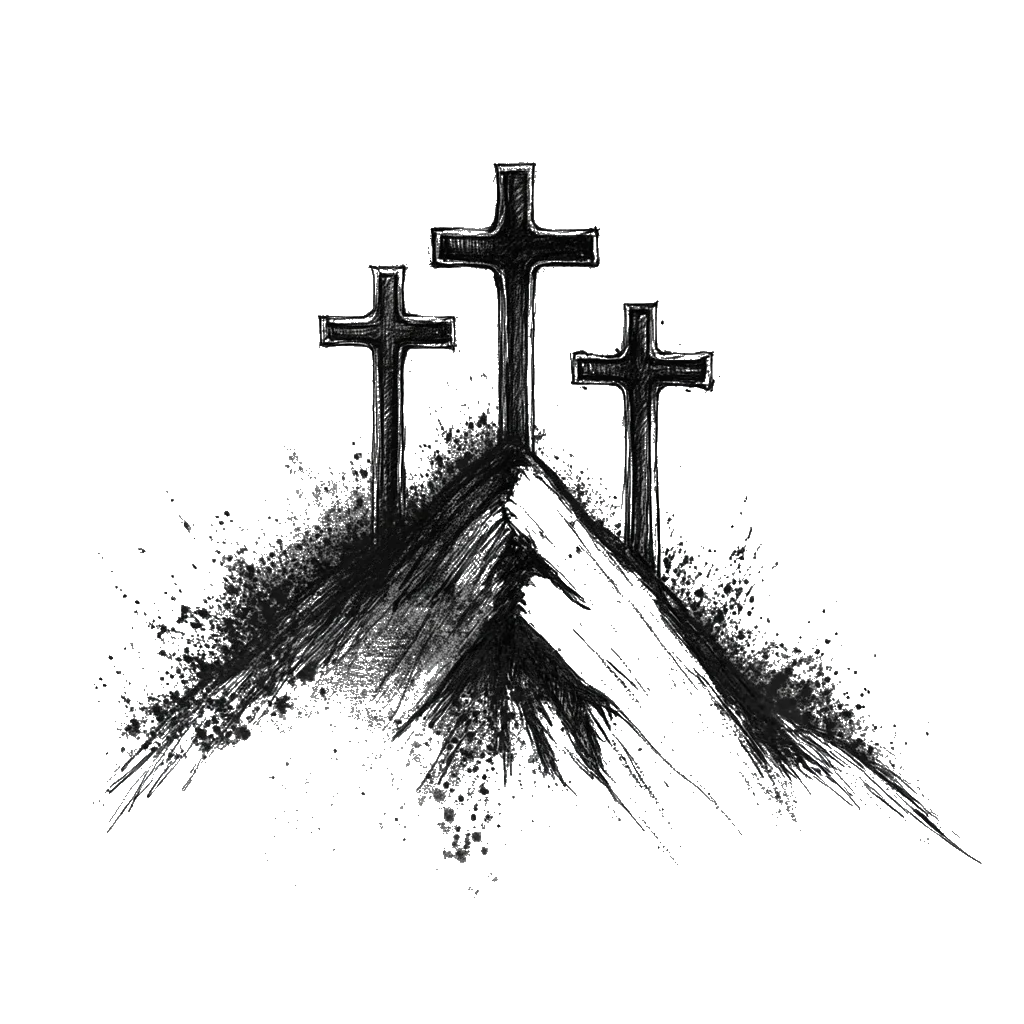 3 cross on a hill temporary tattoo sticker idea design