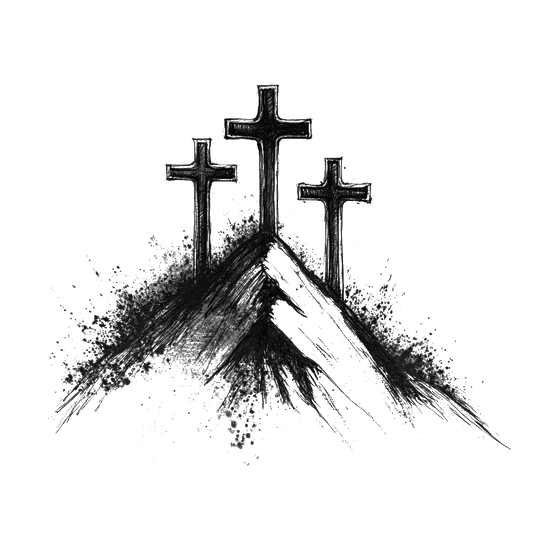 3 cross on a hill temporary tattoo sticker idea design