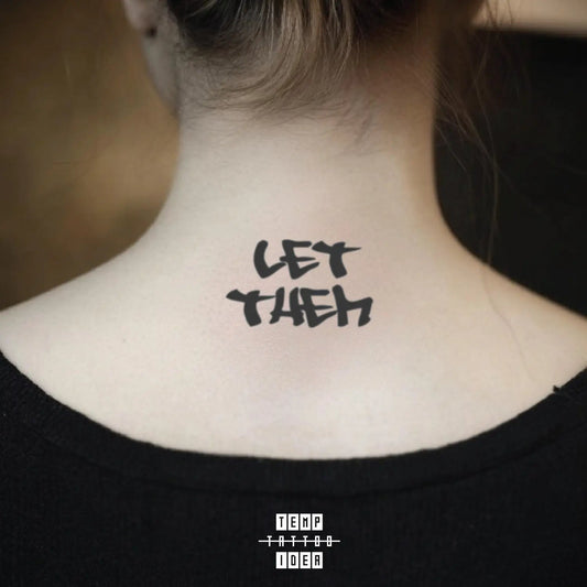 let them graffiti style neck temporary tattoo sticker idea design