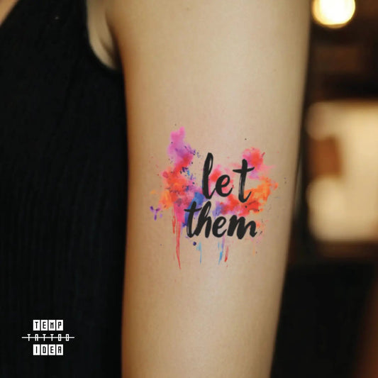 watercolor let them bicep temporary tattoo sticker idea design