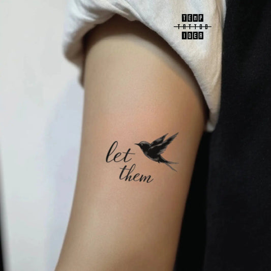 let them with bird bicep temporary tattoo sticker idea design